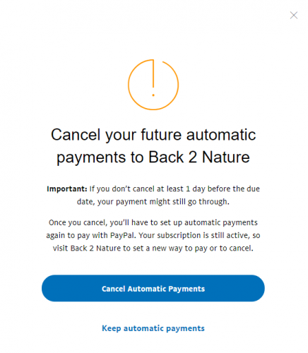 PayPal automatic payment cancellation